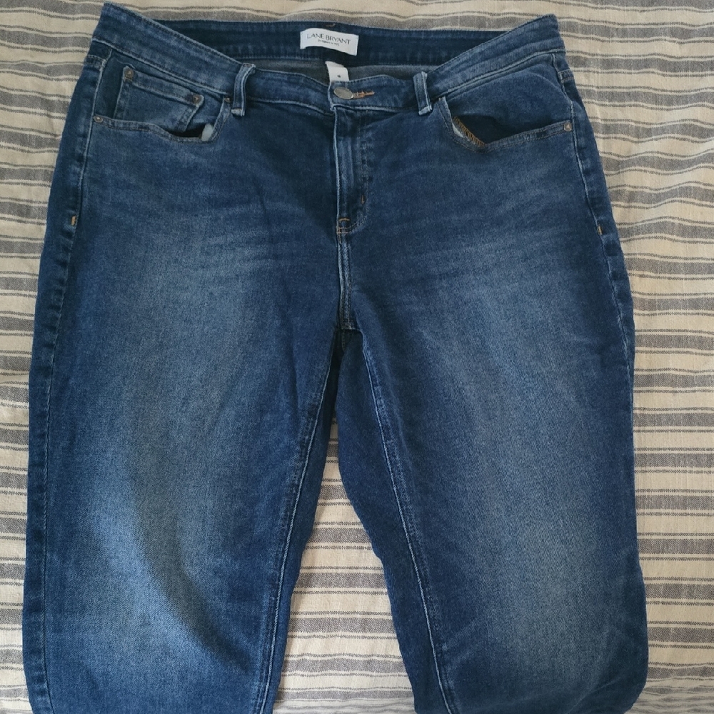 Lane Bryant Dark Blue Cropped Straight-Leg Jeans